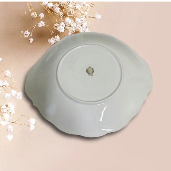 Vintage Queen Anne Pink Golden Scrolling Cake Plate - Picture 4 of 4